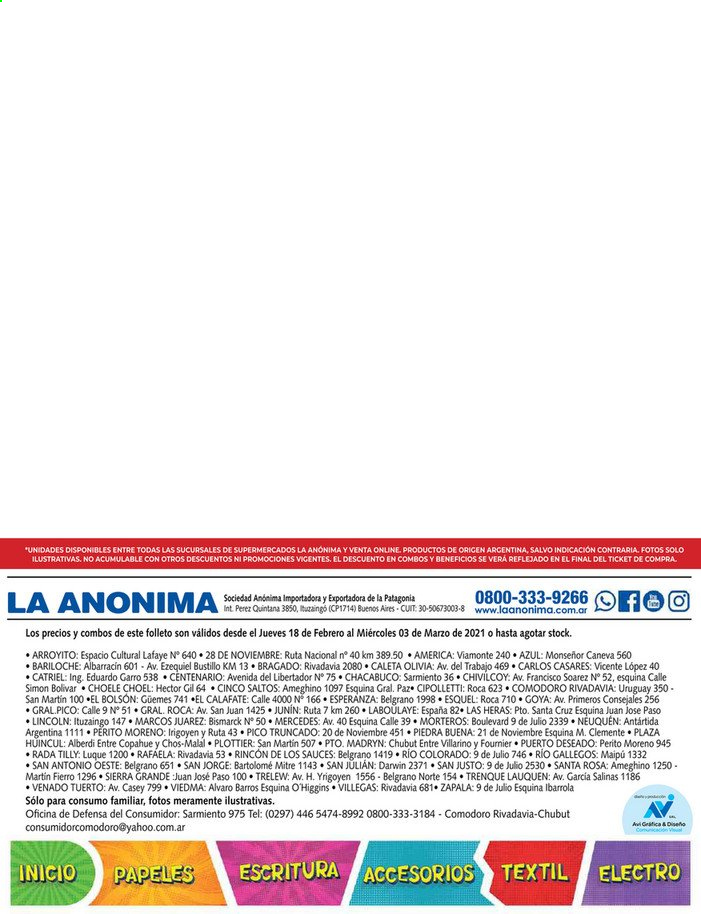 Catálogo La Anónima  - 18.2.2021 - 3.3.2021.