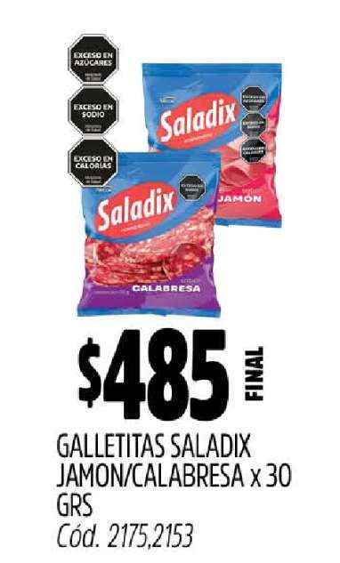 Galletitas Saladix Jamon/Calabresa x 30 GRS