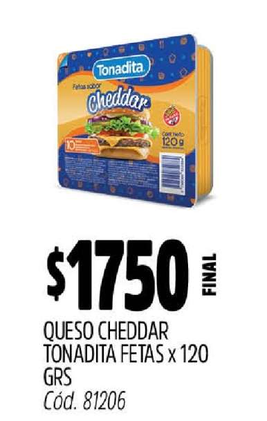 QUESO CHEDDAR TONADITA FETAS X 120 GRS