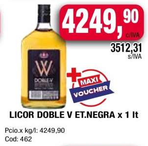LICOR DOBLE V ET.NEGRA x 1 lt
