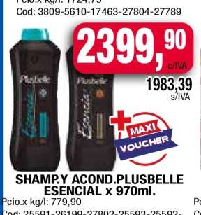 SHAMP.Y ACOND.PLUSBELLE ESENCIAL x 970ml