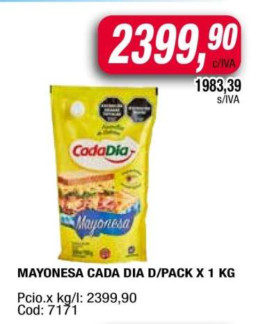 MAYONESA CADA DÍA D/PACK x 1 kg