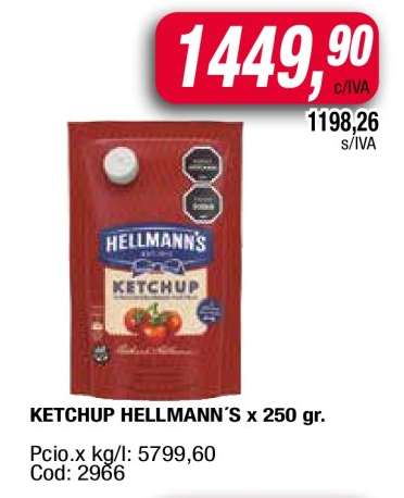 Ketchup Hellmann's x 250 gr