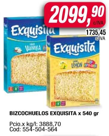 BIZCOCHUELOS EXQUISITA x 540 gr