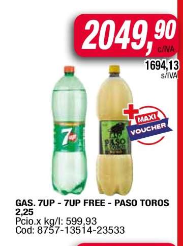 GAS. 7UP - 7UP FREE - PASO TOROS