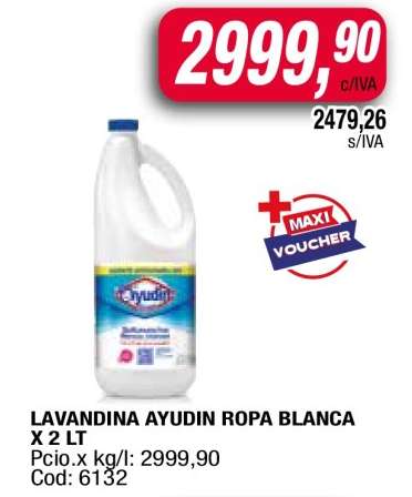 Lavandina Ayudin Ropa Blanca x 2 LT